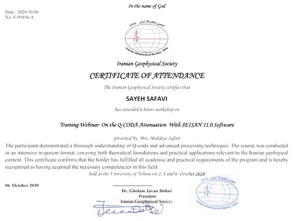 Q-CODA Attenuation Certificate